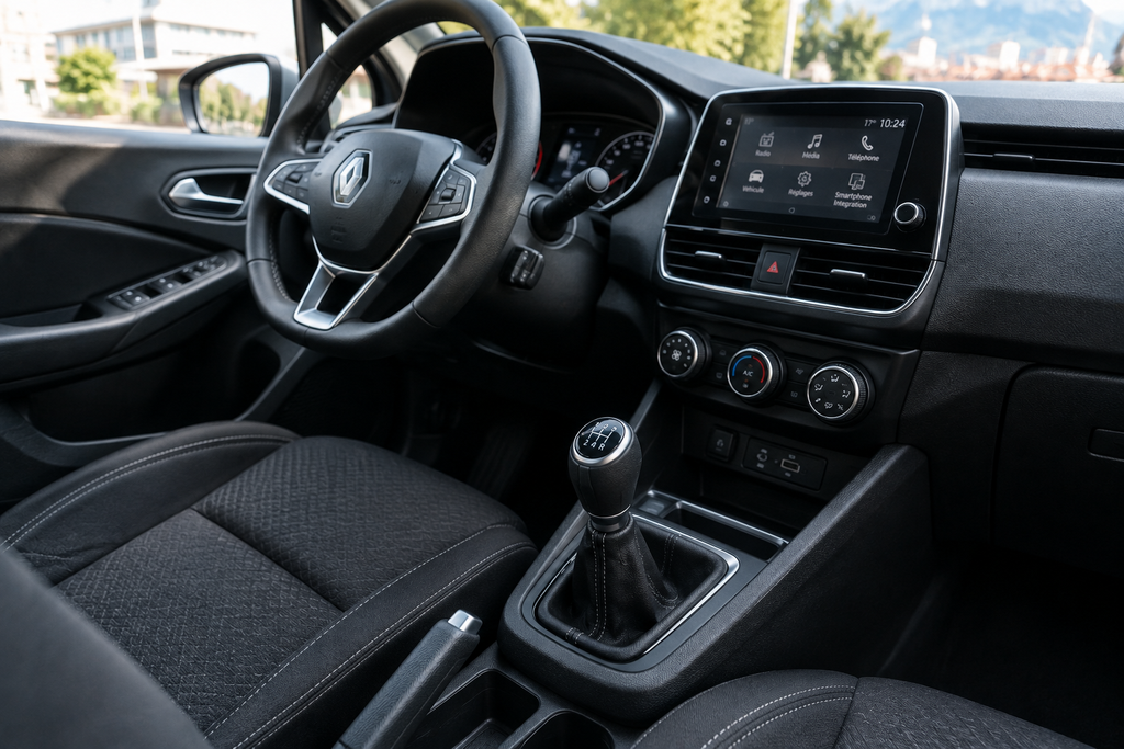 Boîte manuelle dans une voiture de location